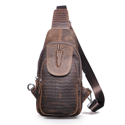 mens simple retro first layer cowhide messenger bag