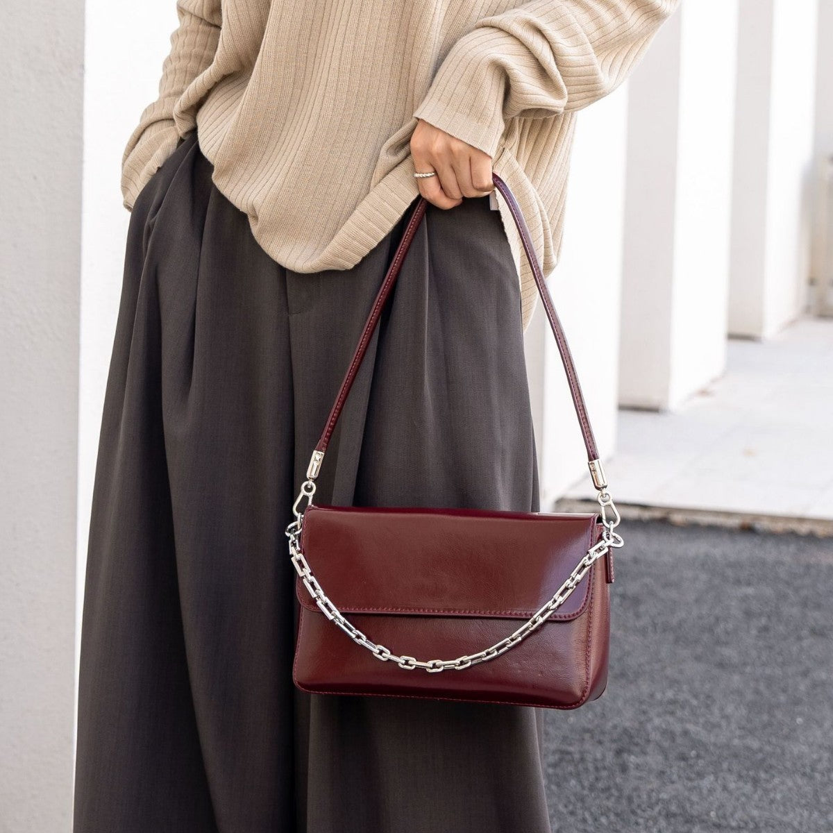 first layer oil wax leather one shoulder womens bag womens crossbody