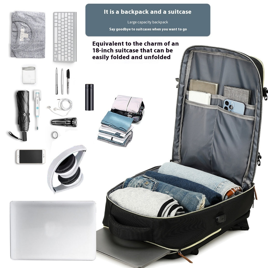 large capacity mens backpack lightweight short trip
