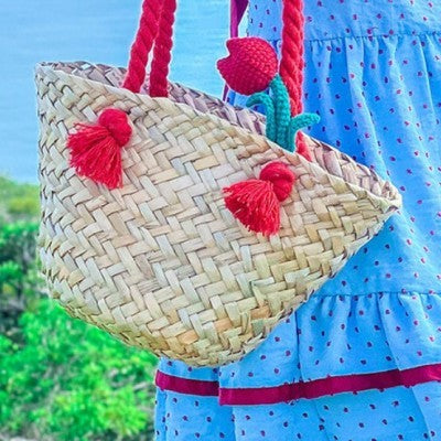 three dimensional small flower tulip handmade crochet vegetable basket handbags