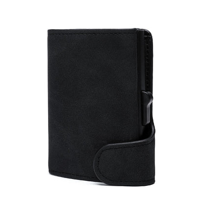 crazy horse leather aluminum card case wallet