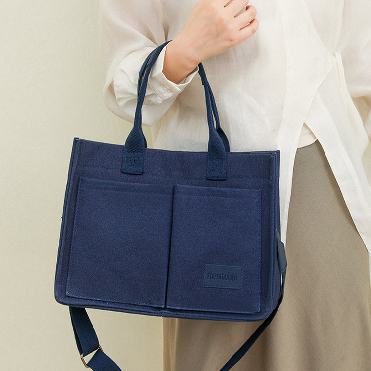 new canvas shoulder bag women large capacity multi pocket handbags casual crossbody shopper bags for students