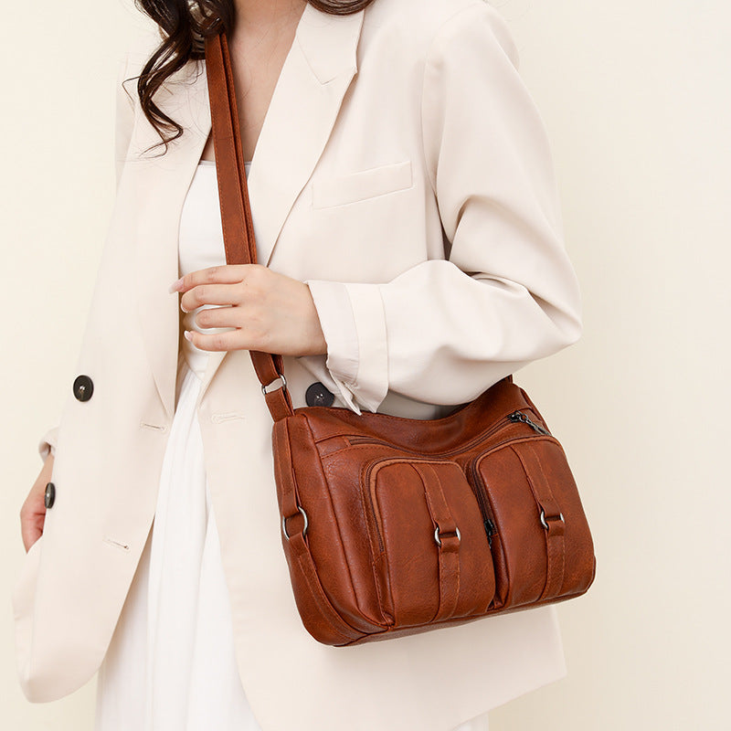 solid color pu crossbody bag for women