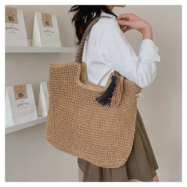 winter fashion straw casual tote bag