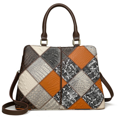 womens patchwork contrast color shoulder bag