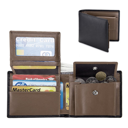 mens short wallet genuine leather trifold wallet