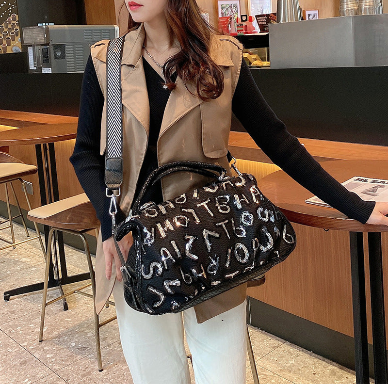 pillow bag womens large capacity sequin broadband handbag shoulder bag