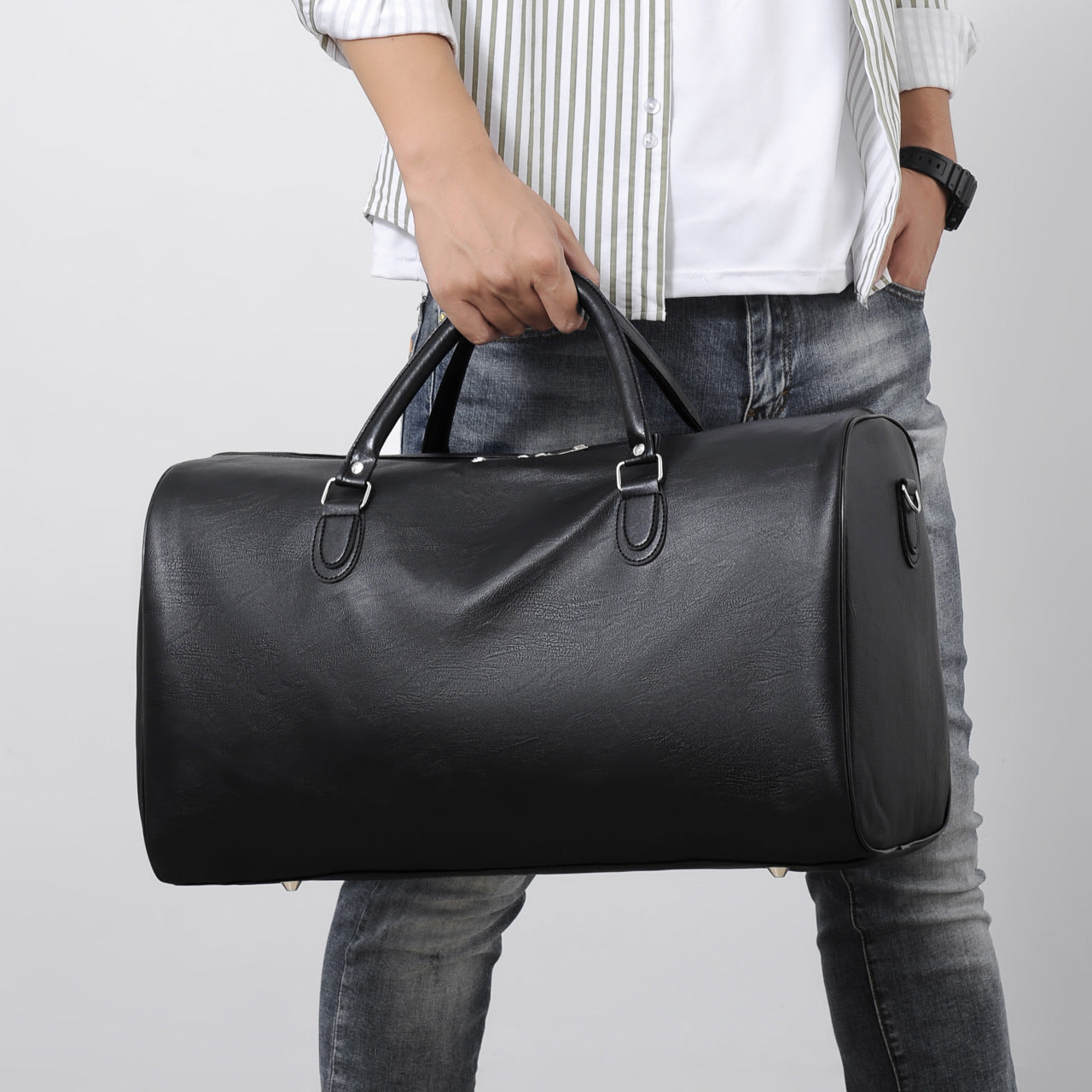 fashion commuter leather portable travel bag