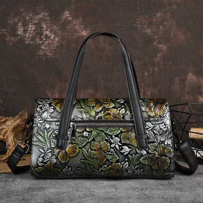 genuine leather womens bag retro portable shoulder