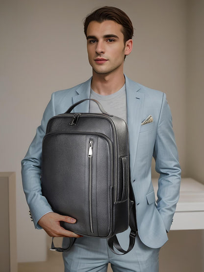 mens leather backpack multi functional large capacity portable