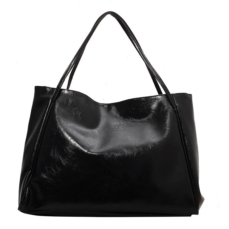 glossy large capacity commuter retro fashion tote bag