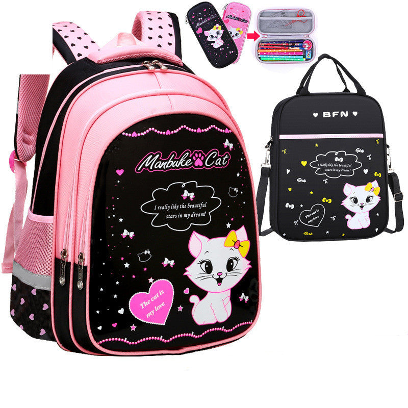 kids school cute cat print backpack