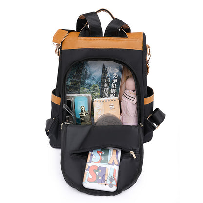 simple fashion large capacity color contrast patchwork casual backpack