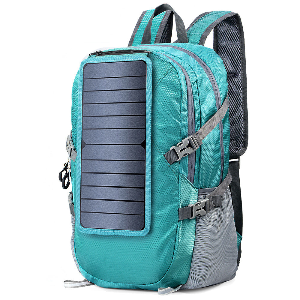 solar backpack foldable hiking daypack with 5v power supply