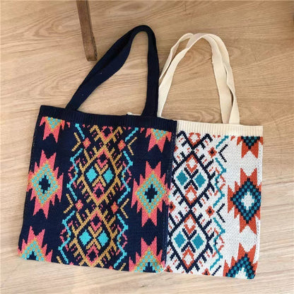 retro ethnic style wool woven bag all matching