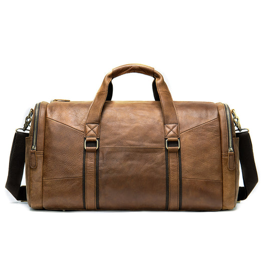 genuine leather mens business travel handbag top layer cowhide one shoulder travel bag duffel bag