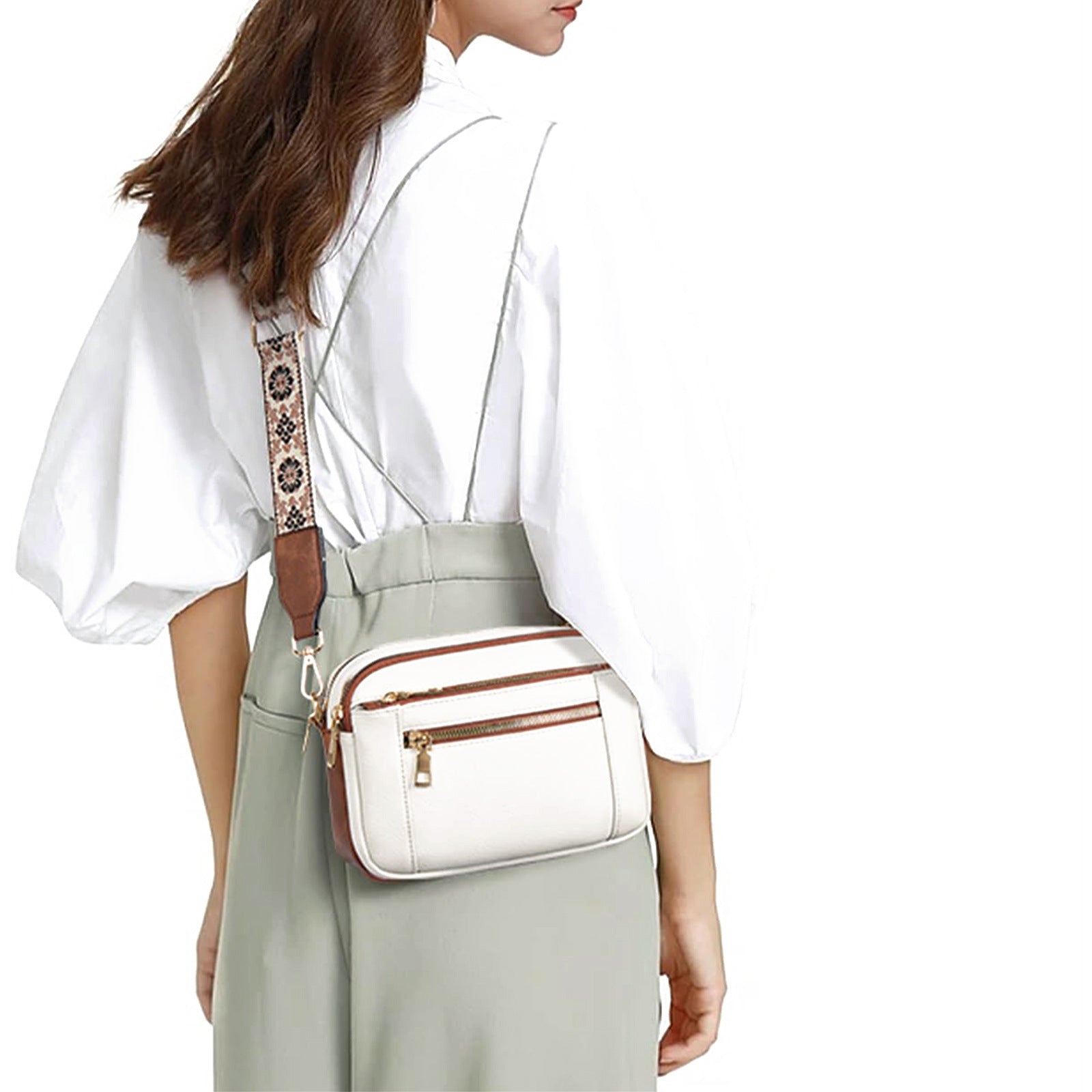 womens fashion colorblock multi functional pu shoulder bag