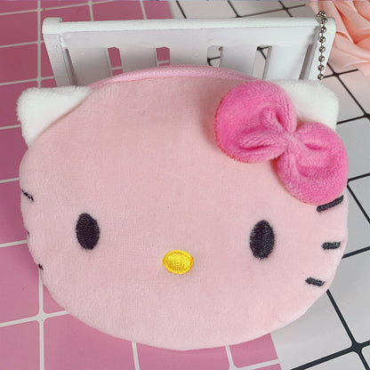 cartoon female cute student portable mini plush earphone key coin purse