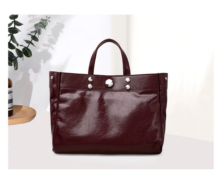 genuine leather womens popular large capacity handbag high sense casual shoulder bag