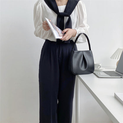 high grade fashion special interest pleated pu retro elegant small handbag