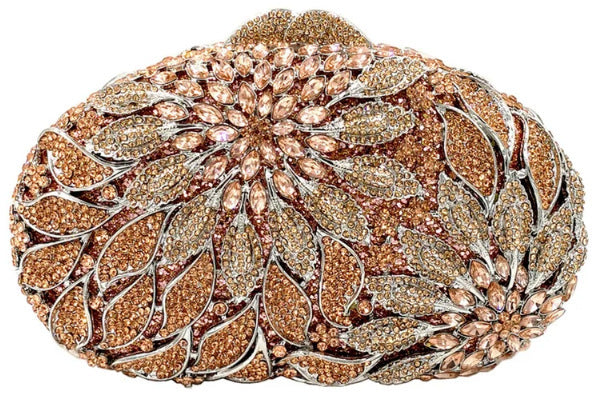 female leaf flower inlaid diamond dinner bag