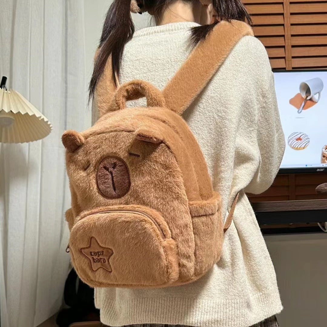 capybara plush large capacity cute little backpack