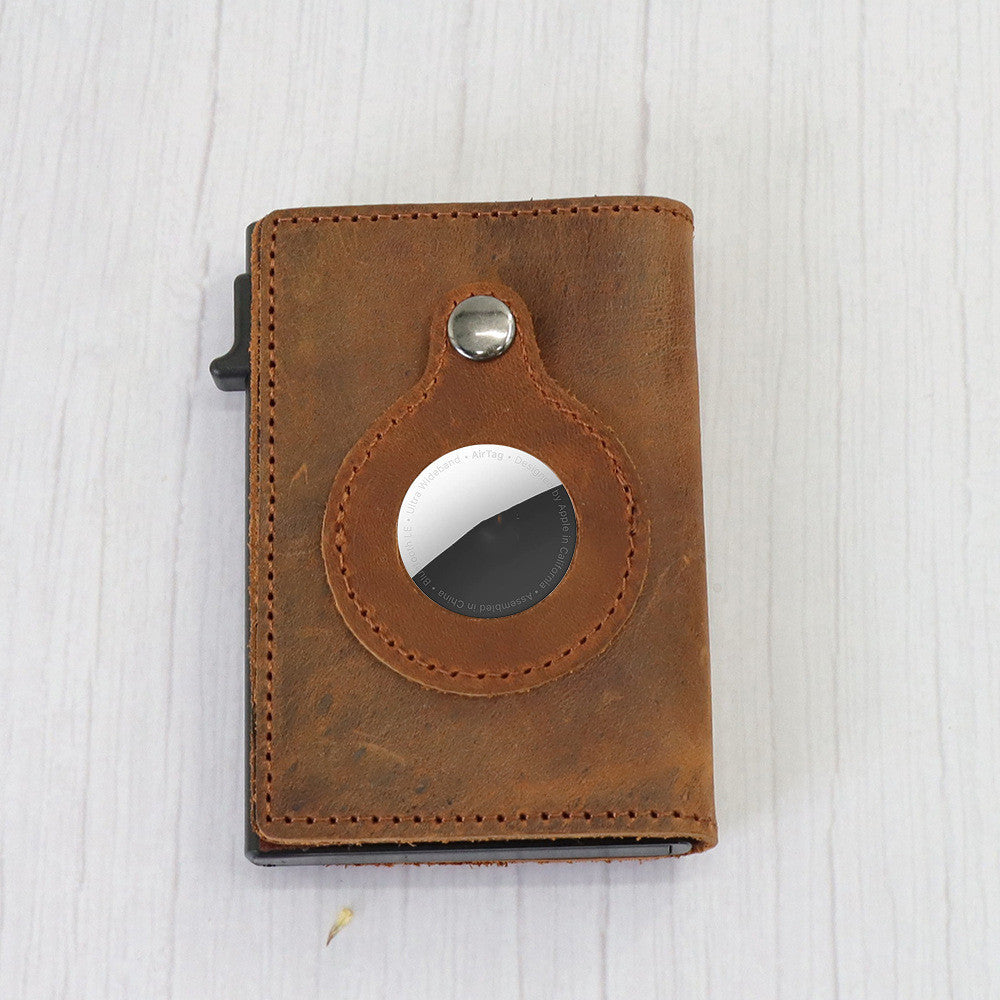 leather card case automatic card wallet anti lost