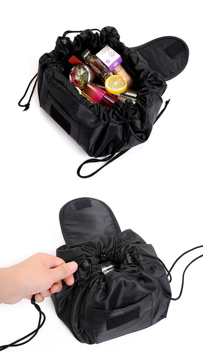 drawstring portable travel storage black cosmetic cosmetic bag