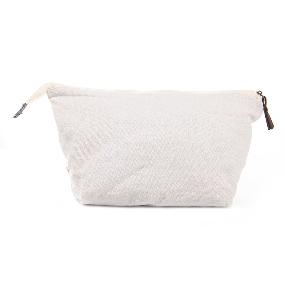 white cotton canvas cosmetic bag