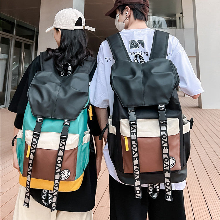 new color matching backpack fashion outdoor travel bags men women personality middle junior high school student schoolbags