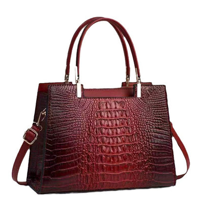 womens fashion casual crocodile pattern large capacity handbag