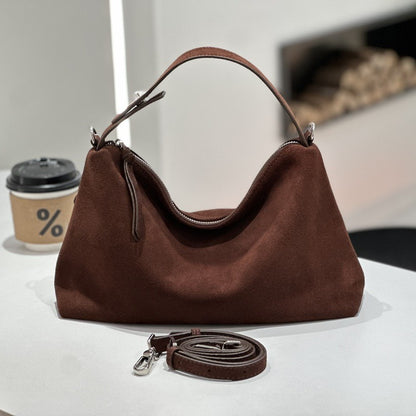 Womens Leather Handbag Premium Matte Suede Cowhide Tote Crossbody Bag