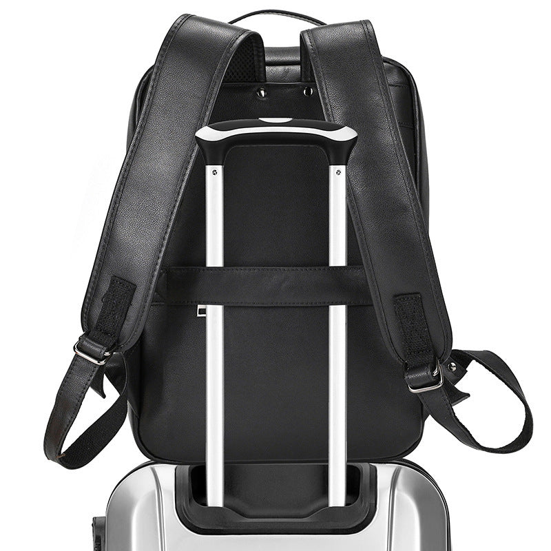 high end mens leather large capacity backpack 16 inch