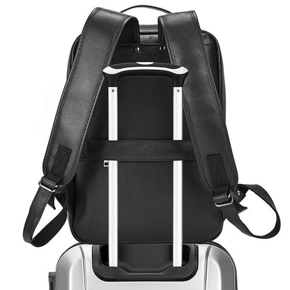 high end mens leather large capacity backpack 16 inch
