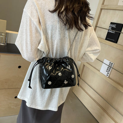 chain kafuu diamond fashion shoulder crossbody mini bucket bag