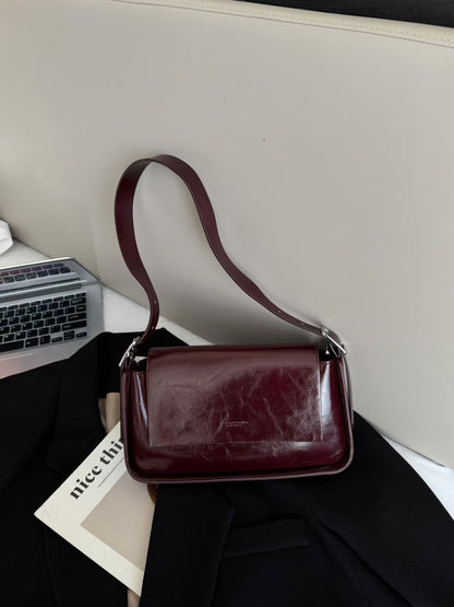 fashion winter all matching oil wax leather shoulder underarm bag