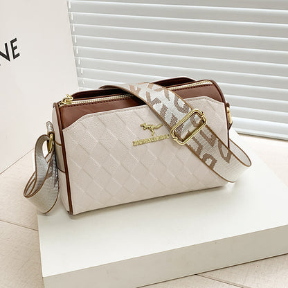 womens bag chessboard plaid one shoulder bag wide shoulder strap messenger bag retro style kangaroo handbag bags