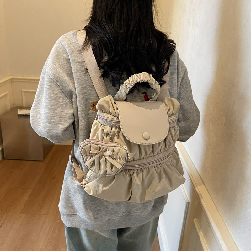 womens fashionable pleated backpack