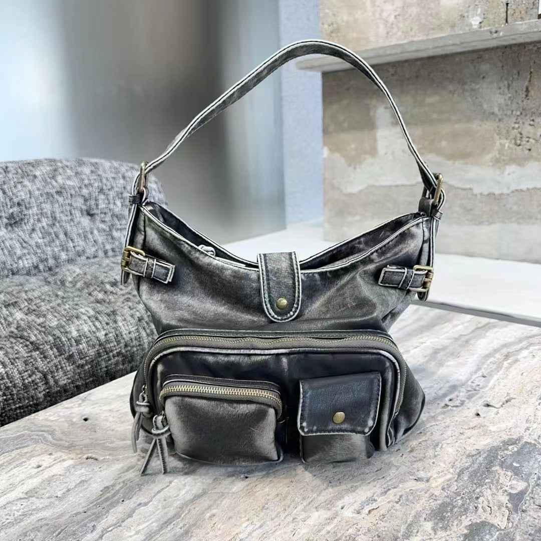 retro high grade texture multi pocket motorcycle bag