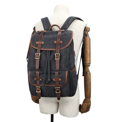 Canvas Backpack Oil Wax Outdoor Travel