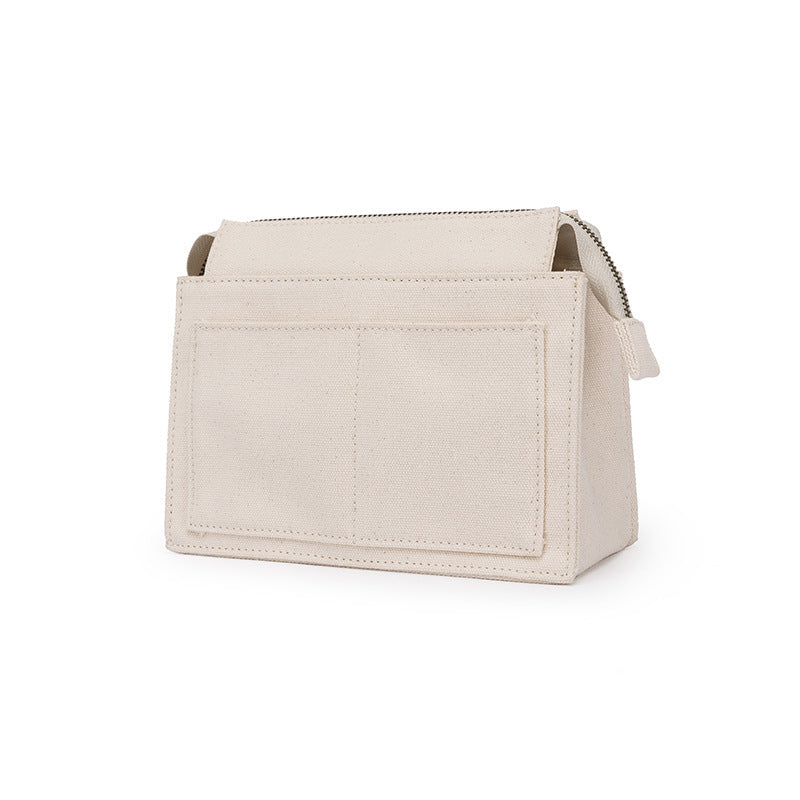 womens korean style convenient cotton white canvas cosmetic bag