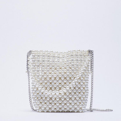 beaded woven summer one shoulder diagonal handbag