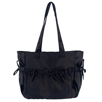 Women's Pleated Bow Pearl Shoulder Bag