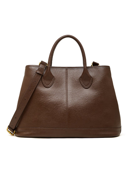 Simple High-Capacity Top-Grain Leather ToteCrossbody Bag For Women