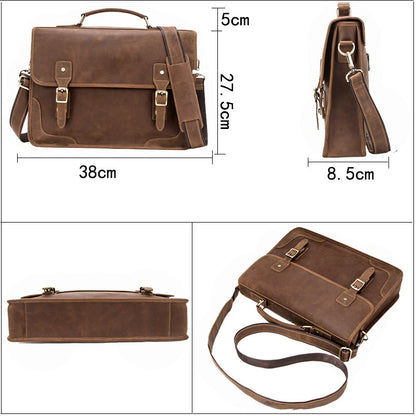vintage leather business briefcase european and american large capacity mens diagonal cross