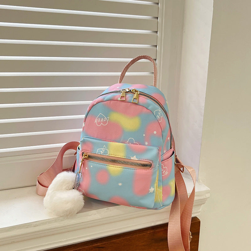 nylon cloth large capacity simple casual simple candy color texture hand carrying backpack