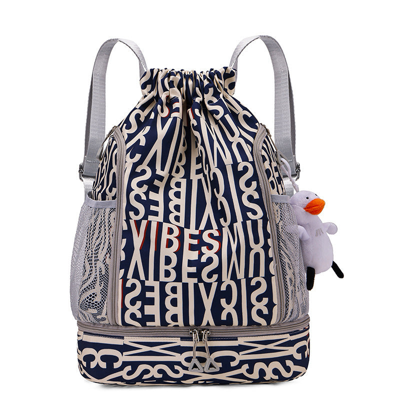 Drawstring Backpack 2 Large Capacity Multi-layer Outdoor Basketball Bag