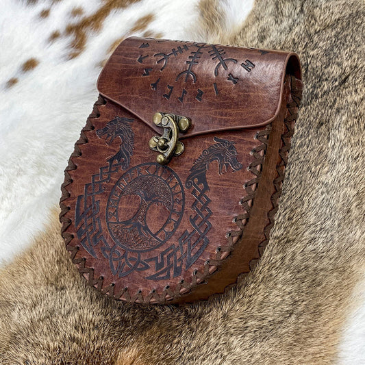 renaissance pu leather waist purse cosplay photography props