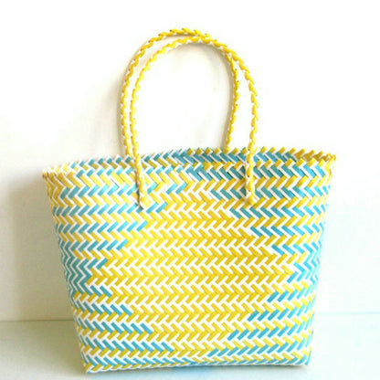 woven portable striped color matching beach fashion womens bag