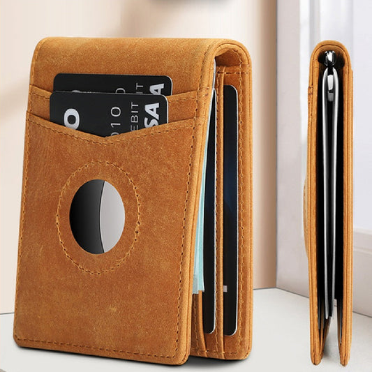 anti theft brush genuine leather mens wallet